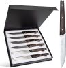 Cookit 6Pcs Steak Knife Set, Serrated Stainless Steel with Wooden Handle